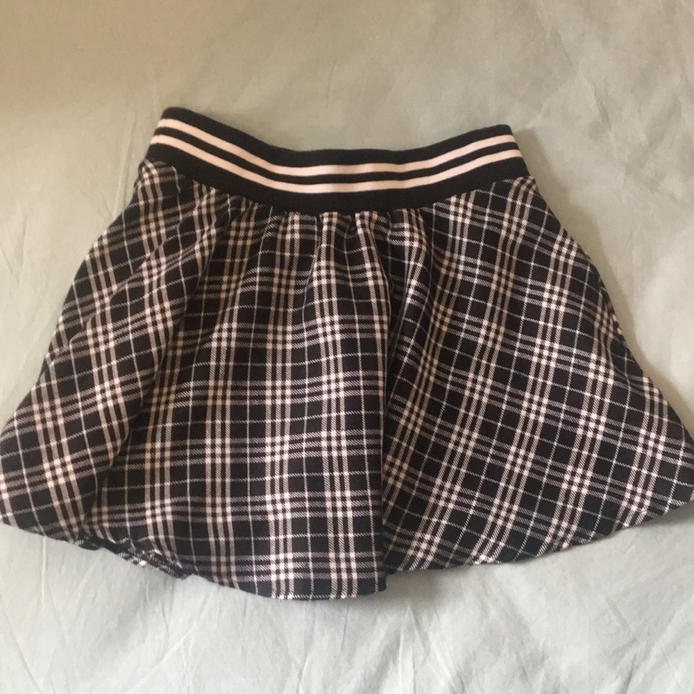 Black and White Plaid Stripe Skater Skirt (S)